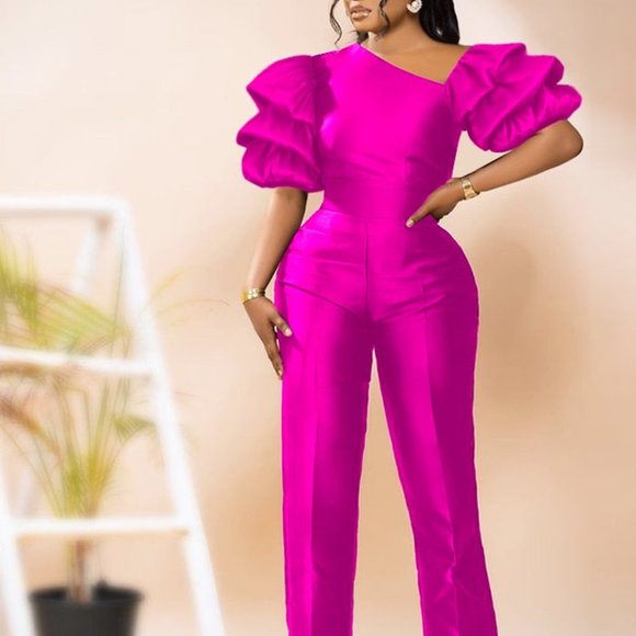 Solid Shiny Slim Elegant Summer Fashion Jumpsuit - Picture 2 of 6